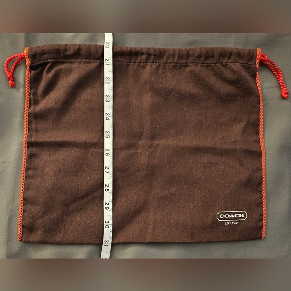 NEW Large Coach Brown Red Drawstring Dust Bag Cover Pouch Handbag Purse Wallet - Picture 5 of 5